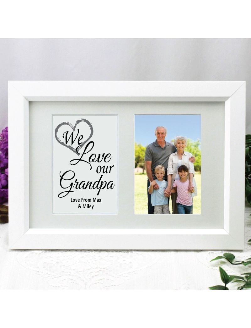 Grandpa Photo Frame Typography Print 4x6 White