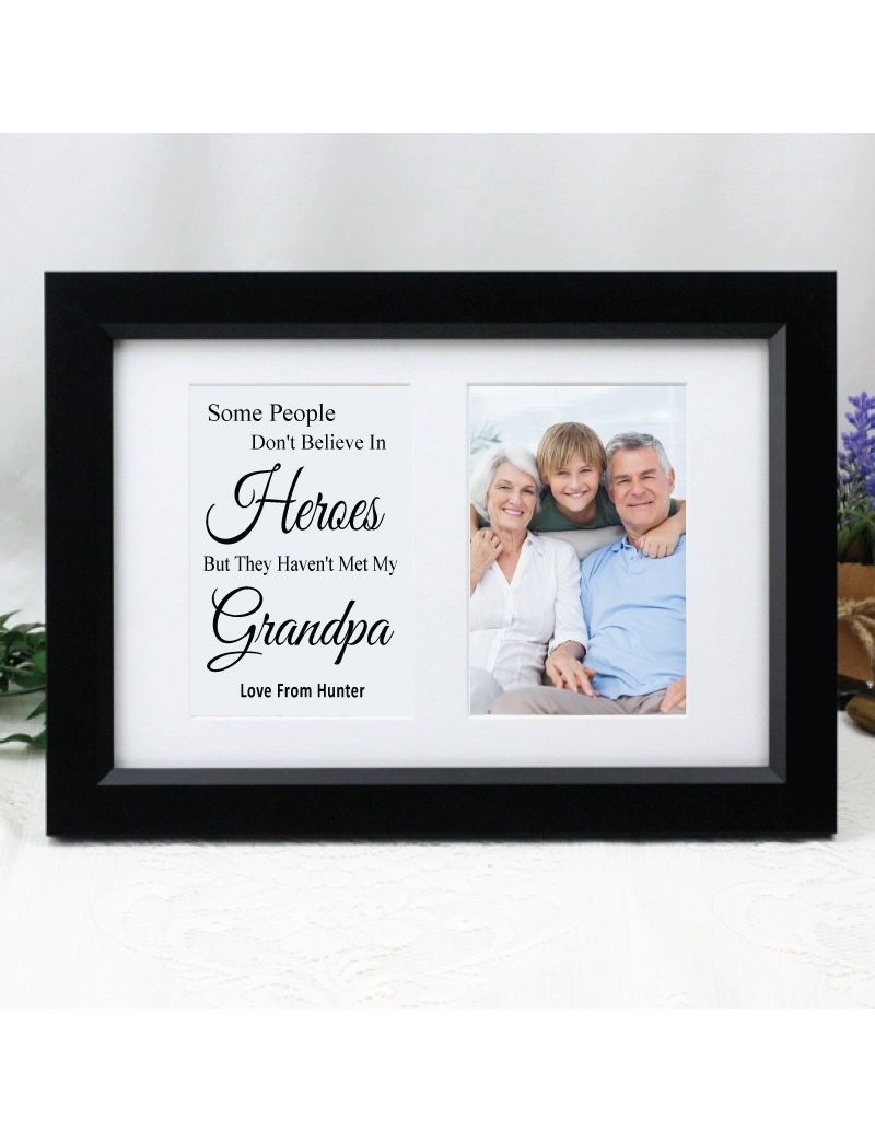 Grandpa Photo Frame Typography Print 4x6 Black