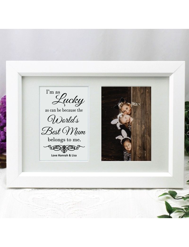 Mum Photo Frame Typography Print 4x6 White