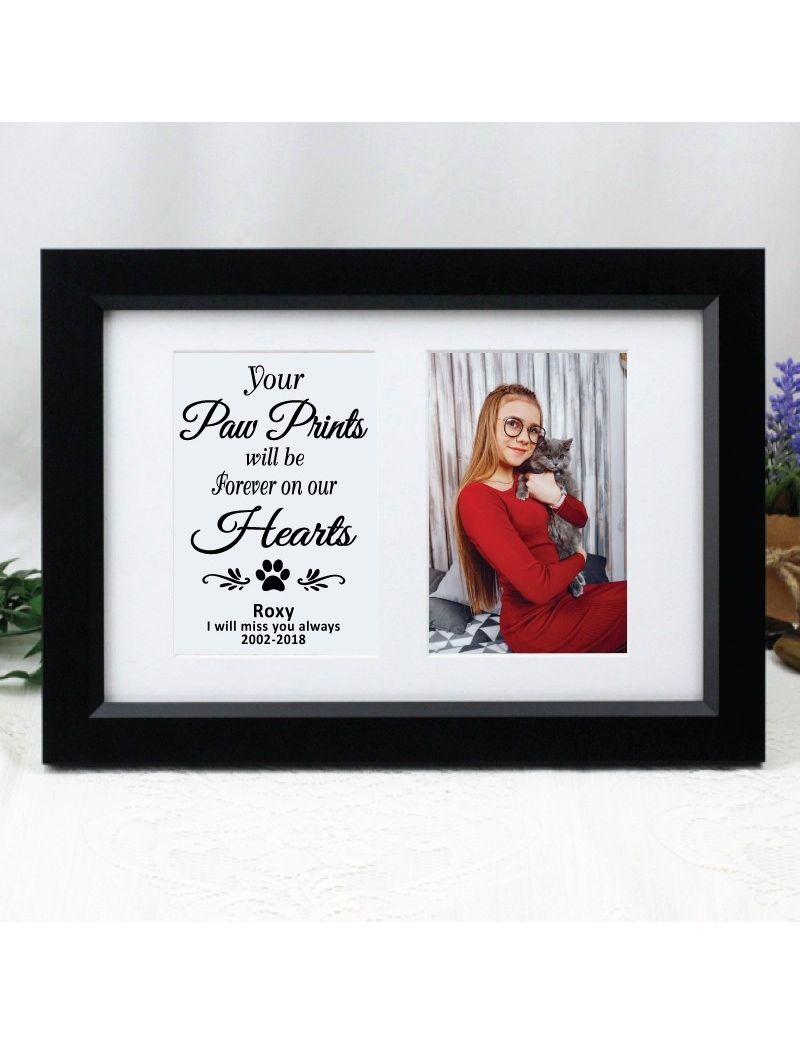 Pet Memorial Photo Frame Typography Print 4x6 Black