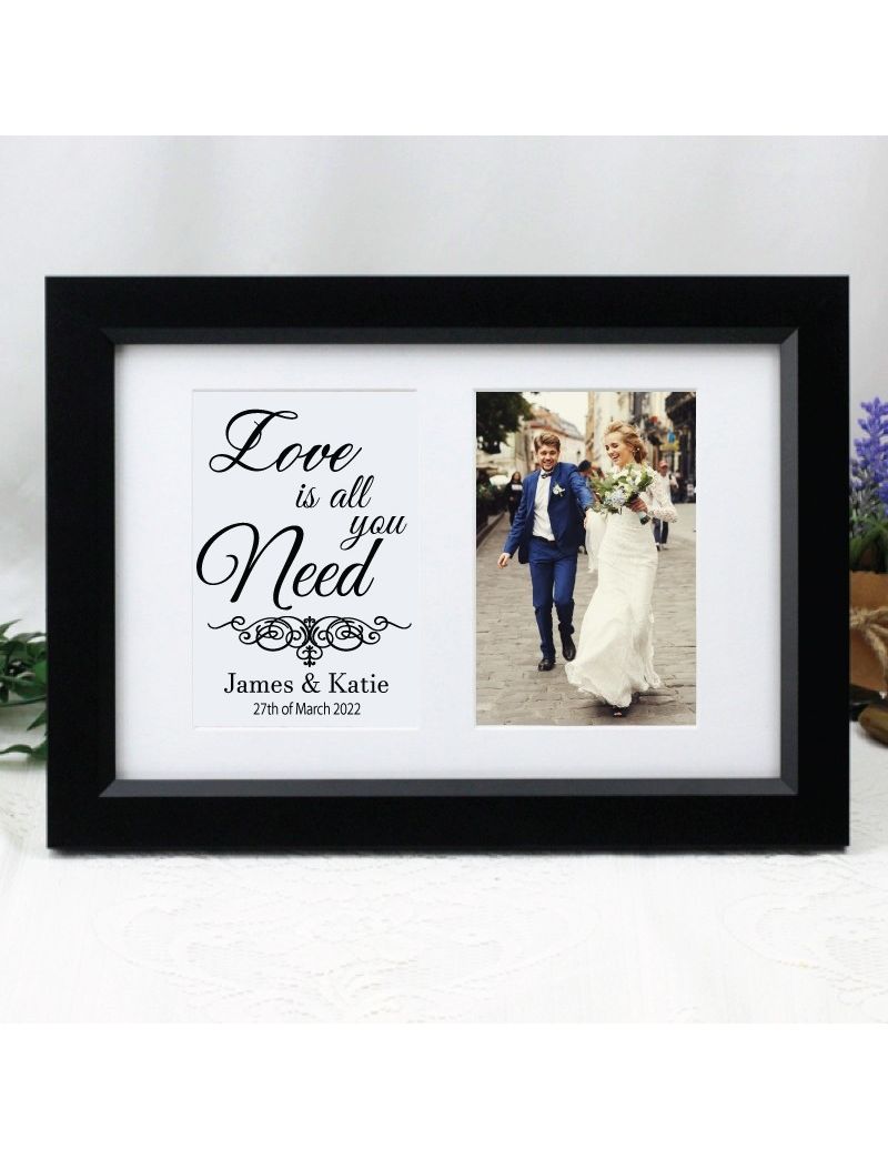 Wedding Photo Frame Typography Print 4x6 Black