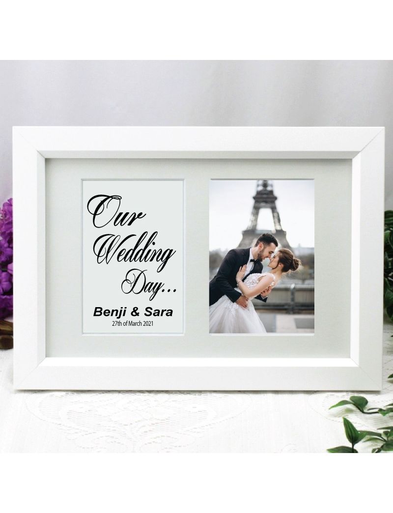 Wedding Photo Frame Typography Print 4x6 White