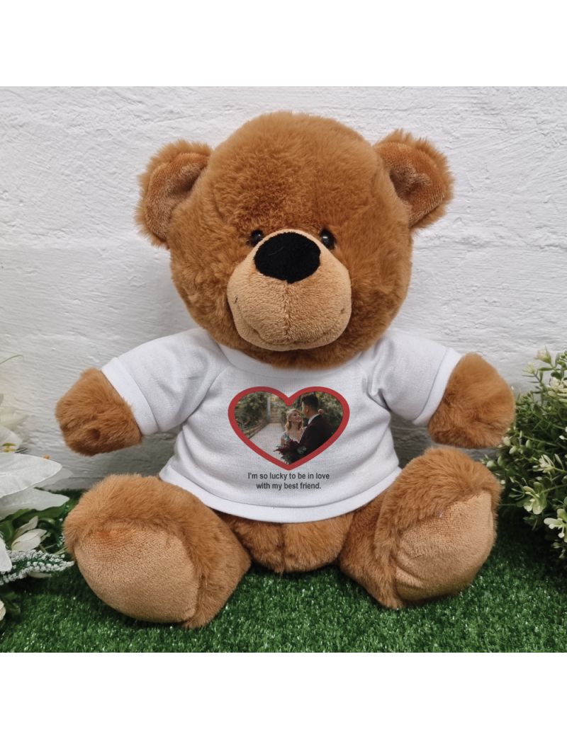 Personalised Valentines Day Photo Bear Brown 30cm