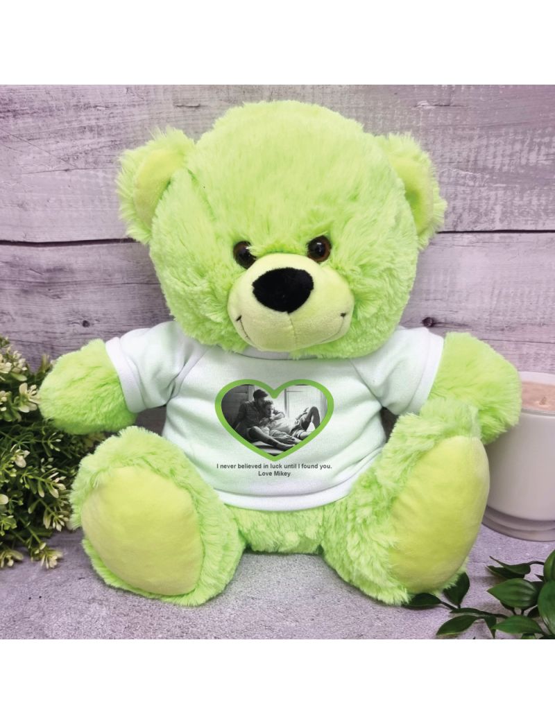 Personalised Valentines Day Photo Bear Lime 30cm