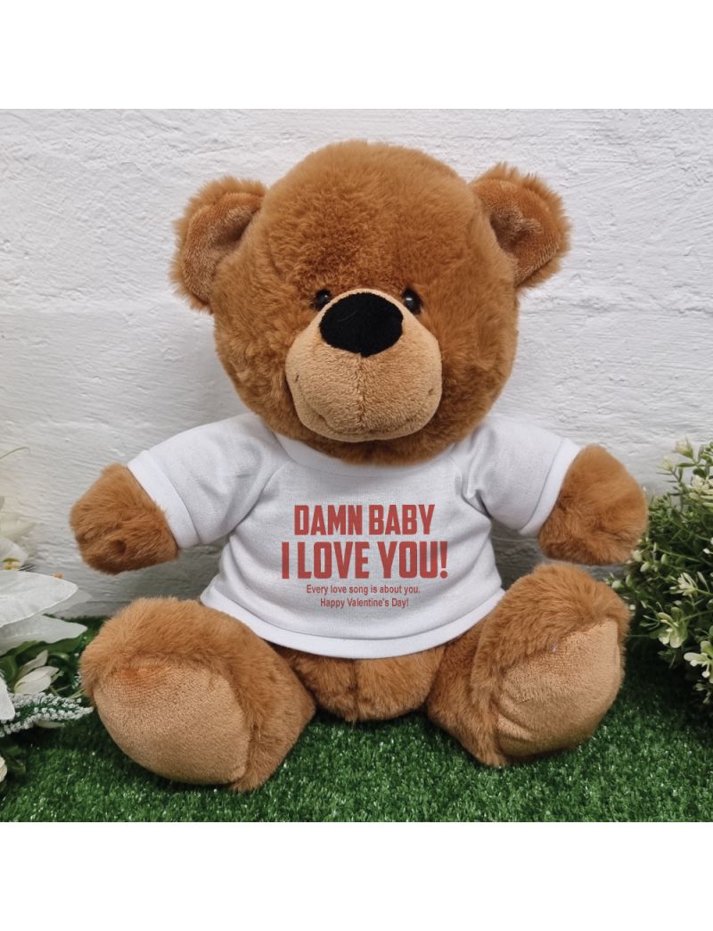 Love You Naughty Valentines Day Bear - 30cm Brown