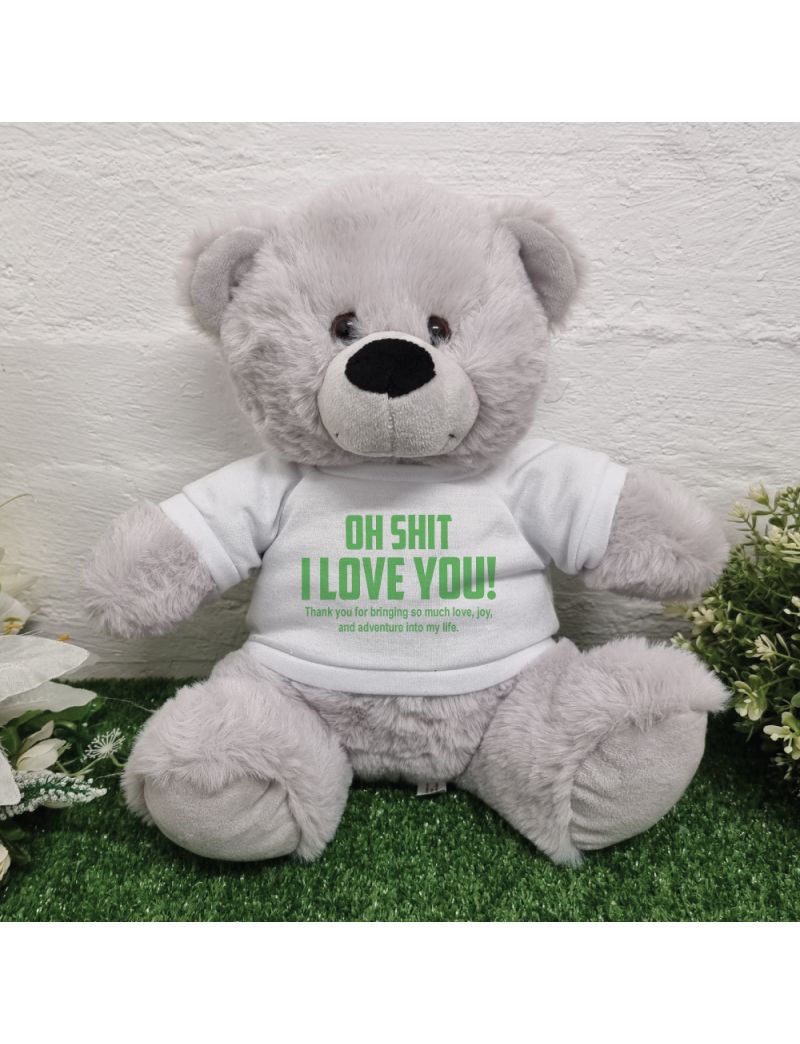 Love You Naughty Valentines Day Bear - 30cm Grey