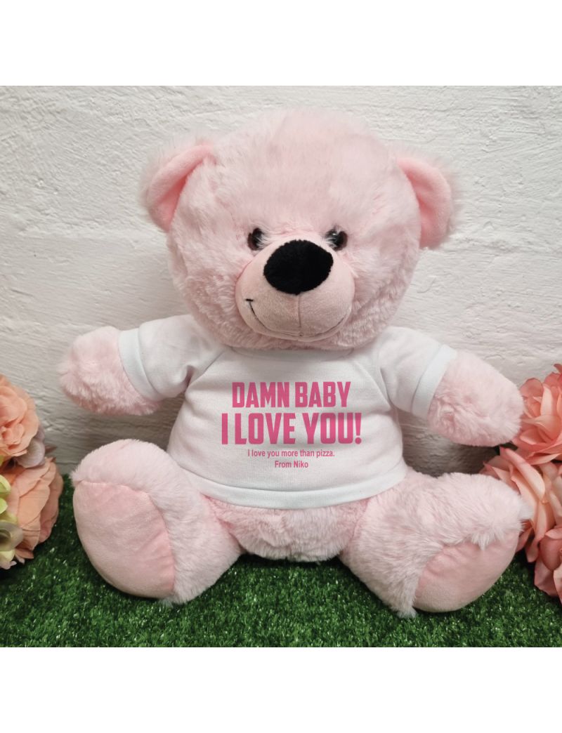 Love You Naughty Valentines Day Bear - 30cm Light Pink