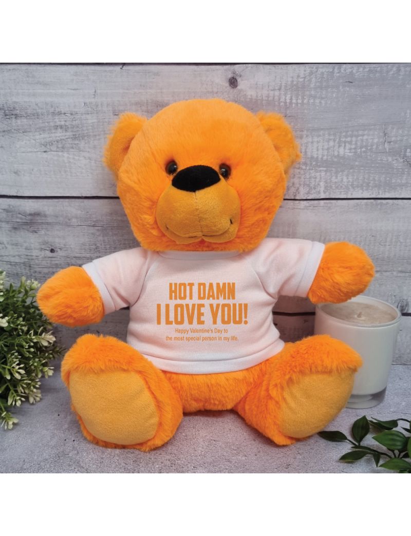 Love You Naughty Valentines Day Bear - 30cm Orange