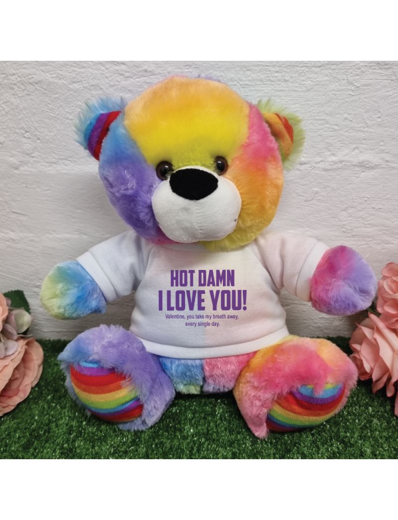 Love You Naughty Valentines Day Bear - 30cm Rainbow