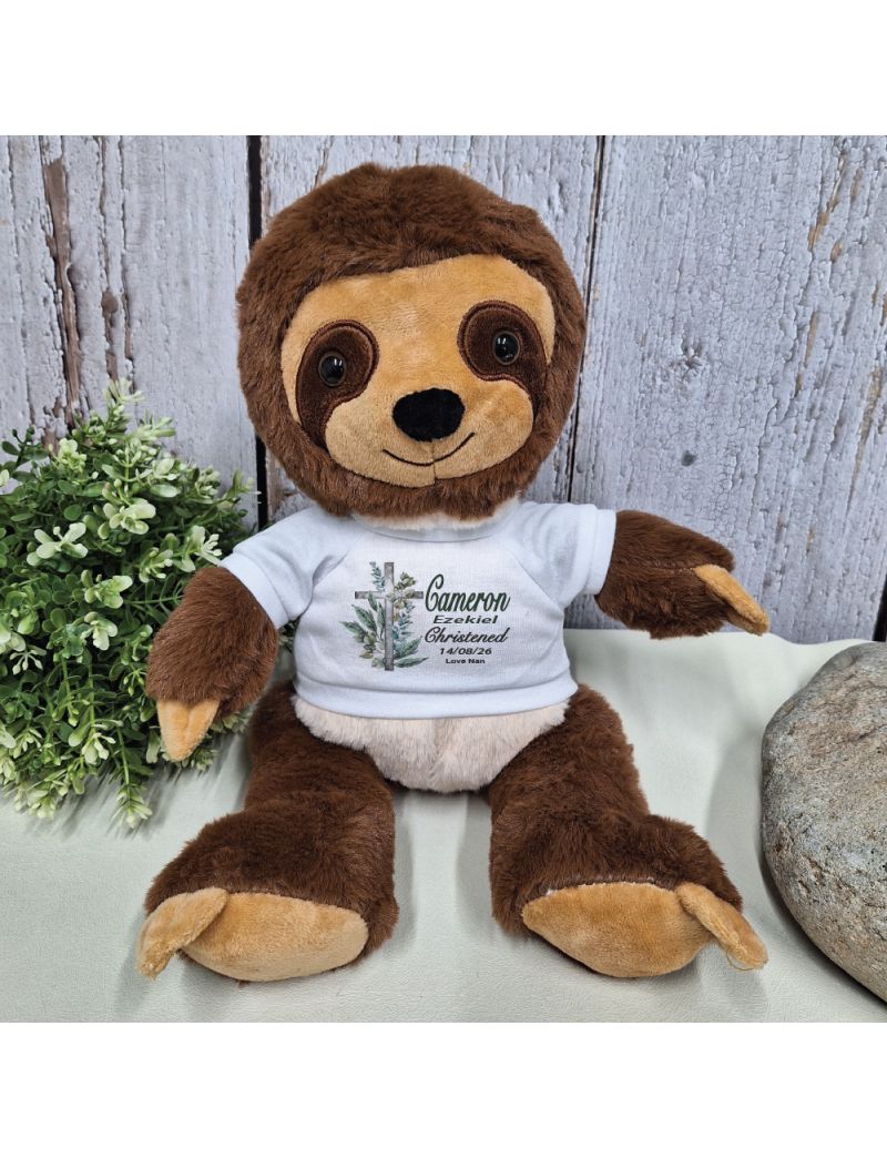 Christening Personalised Sloth Toy Chubbs