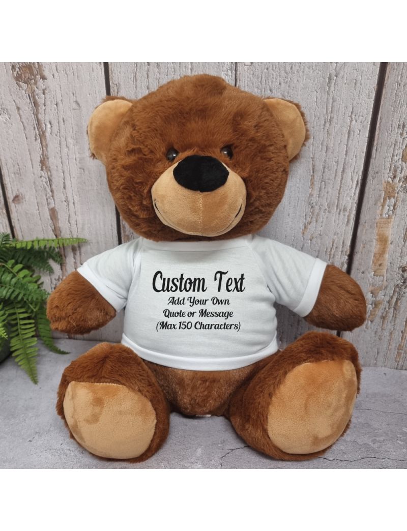 Custom Text Message Bear 40cm Brown