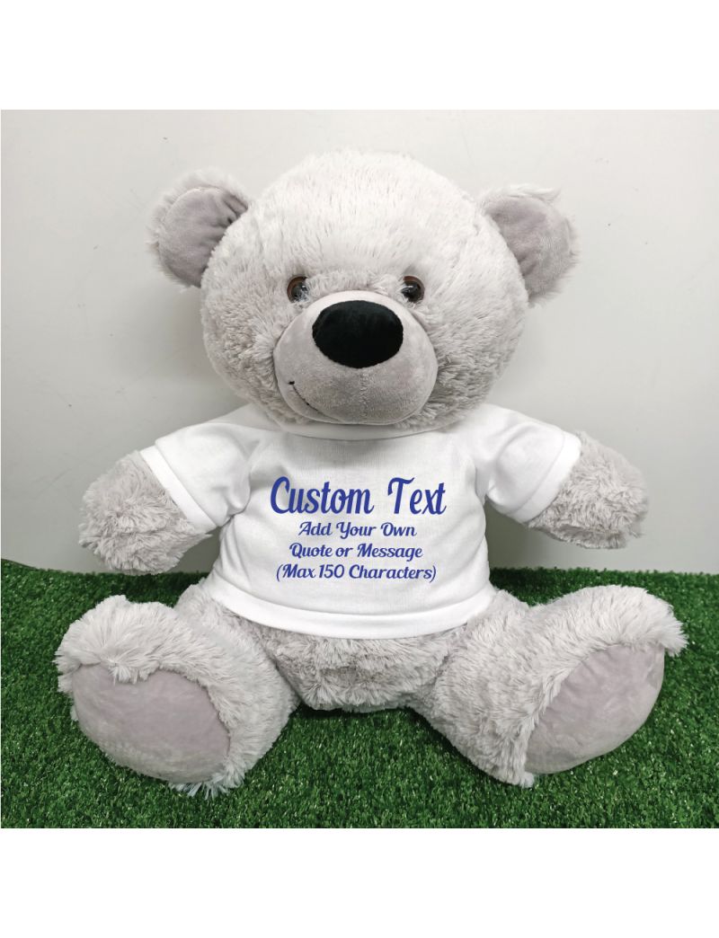 Custom Text Message Bear 40cm Grey