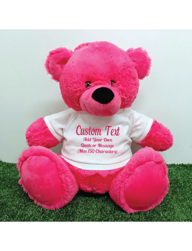 Custom Text Message Bear 40cm Hot Pink