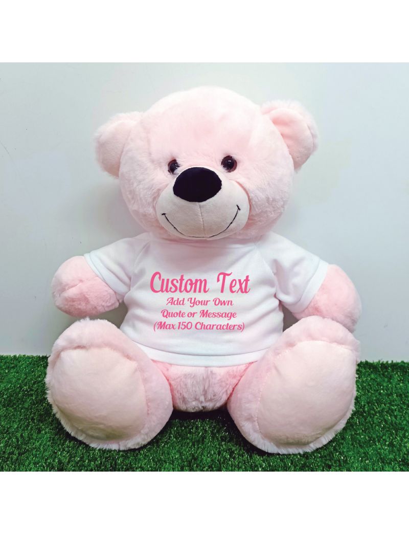 Custom Text Message Bear 40cm Light Pink