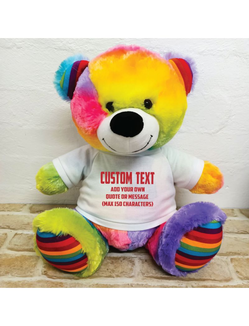 Custom Text Message Bear 40cm Rainbow