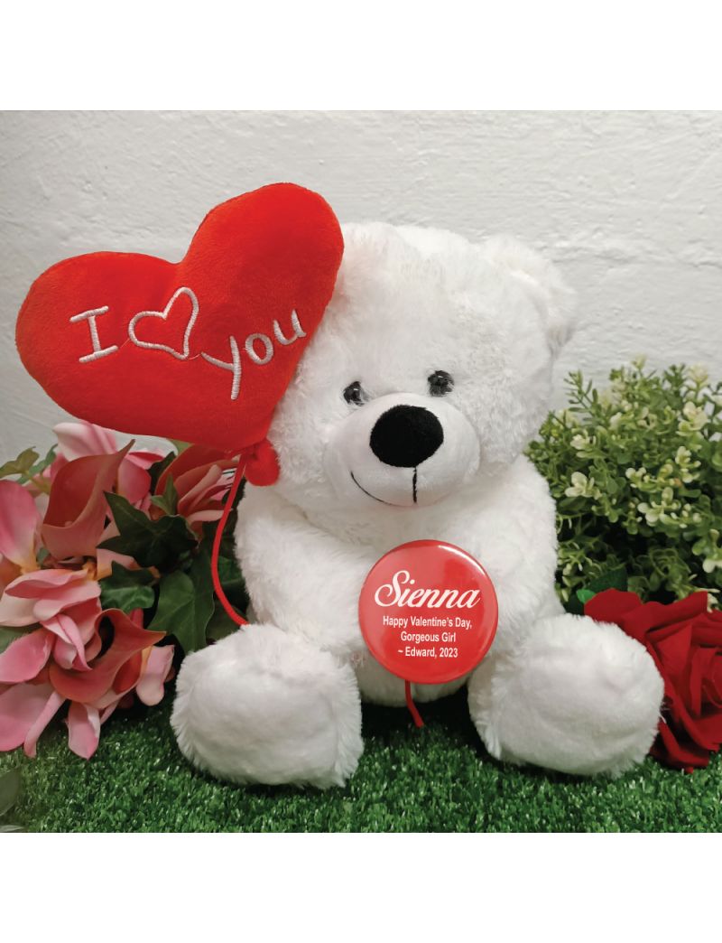 I Love You Valentines Bear with Heart Balloon