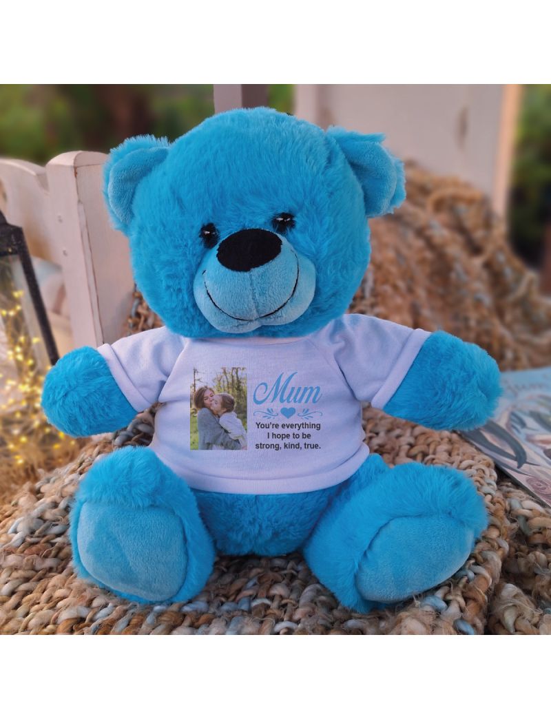 Mum Photo Bear Bright Blue 30cm