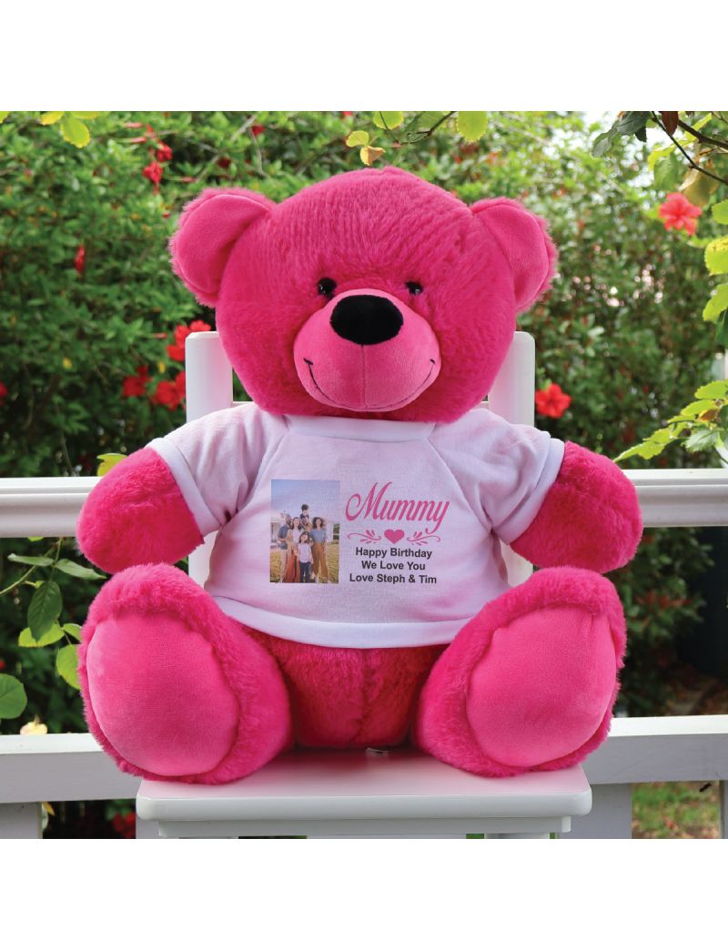 Mum Photo TShirt Bear Hot Pink Plush 40cm