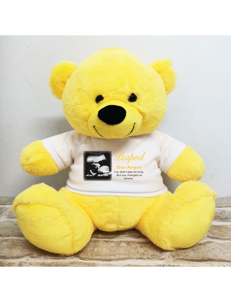 Personalised Memorial Photo Teddy Bear 40cm Yellow