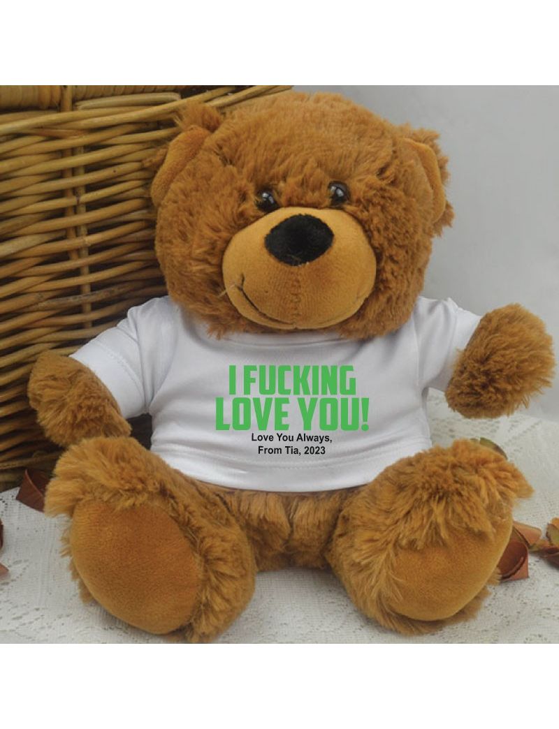 Love You Naughty Valentines Day Bear - Brown