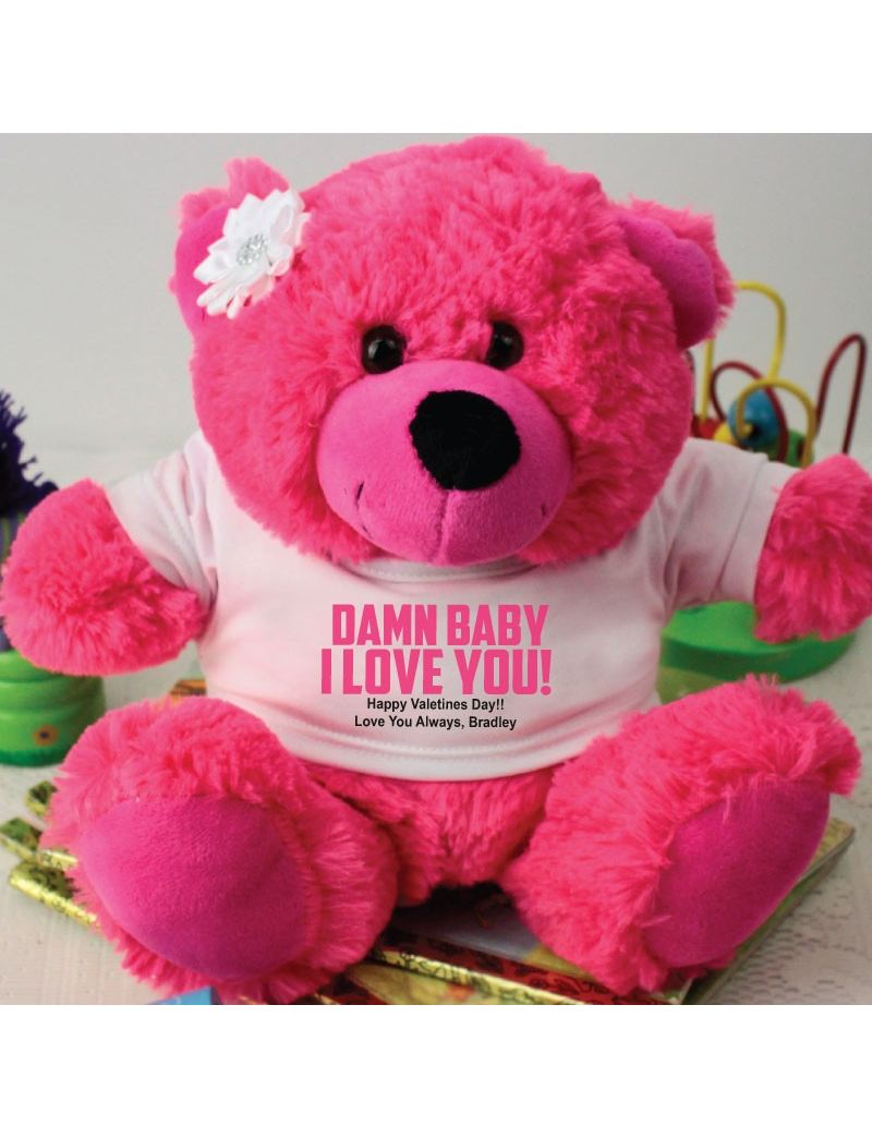Naughty I Love You Valentines Day Bear - Hot Pink