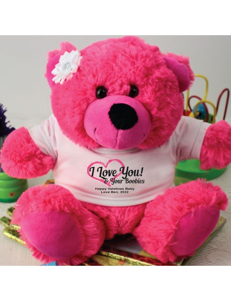 Love Your Naughty Bits Valentines Day Bear - Hot Pink