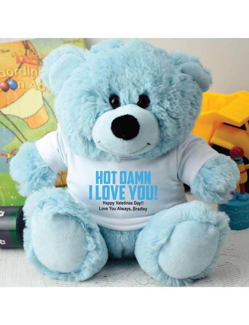 Love You Naughty Valentines Day Bear - Light Blue
