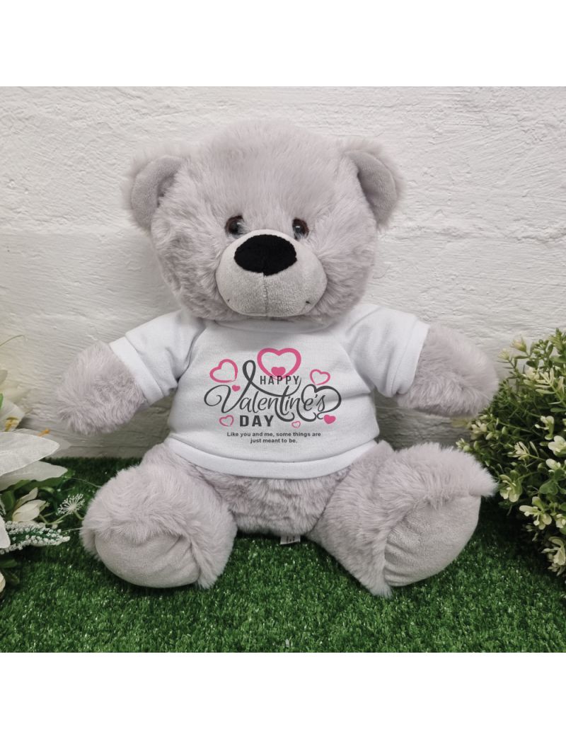 Happy Valentines Day Bear Grey Plush 30cm