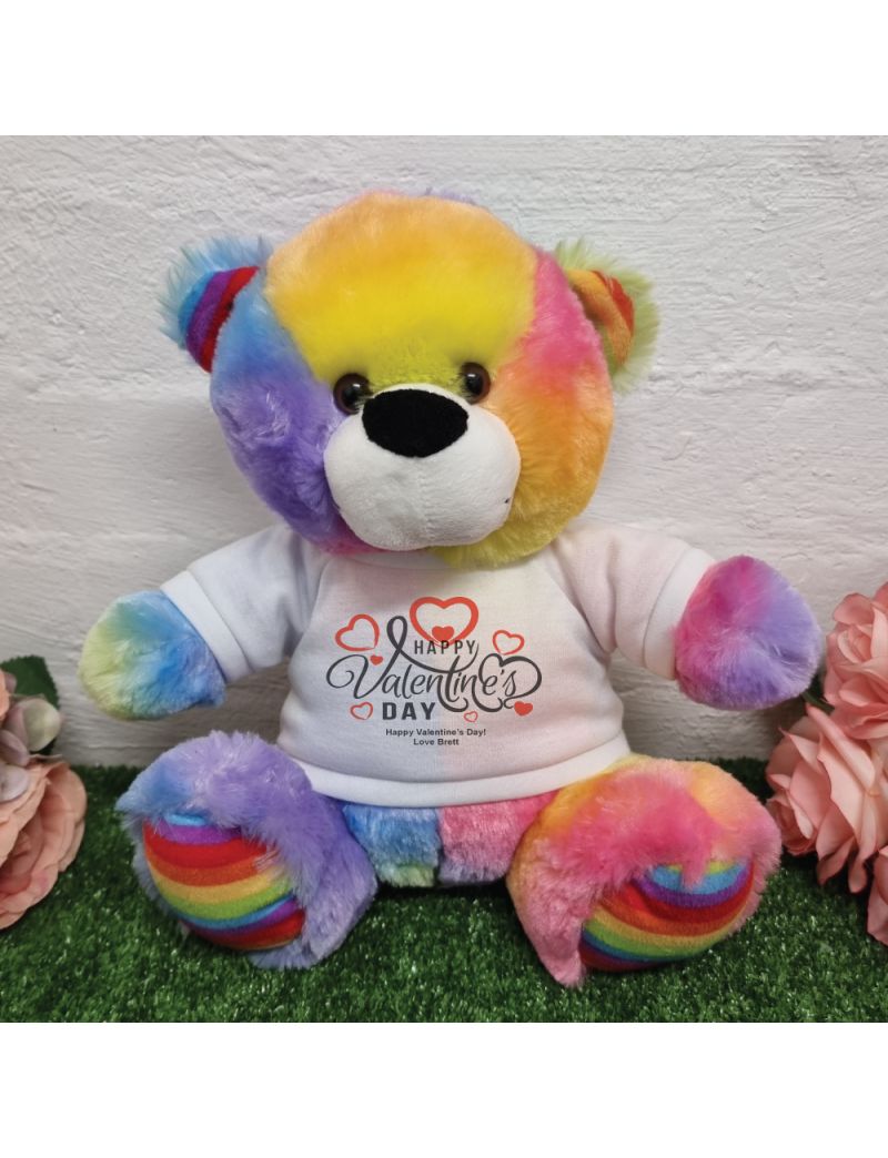 Happy Valentines Day Bear Rainbow Plush 30cm