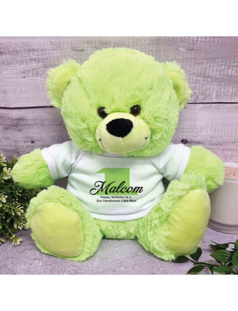 Personalised 1st Birthday Bear Lime 30cm