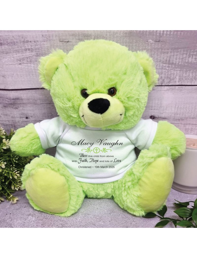 Personalised Christening Bear Lime 30cm