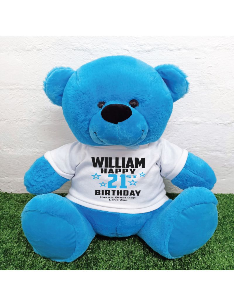 Personalised 21st Birthday Bear Blue 40cm