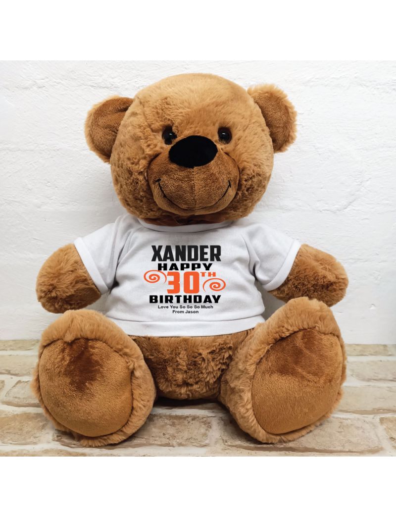 Personalised 30th Birthday Bear Brown 40cm