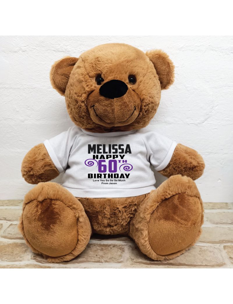 Personalised 60th Birthday Bear Brown 40cm