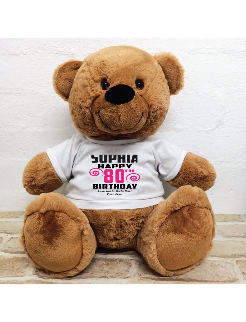 Personalised 80th Birthday Bear Brown 40cm