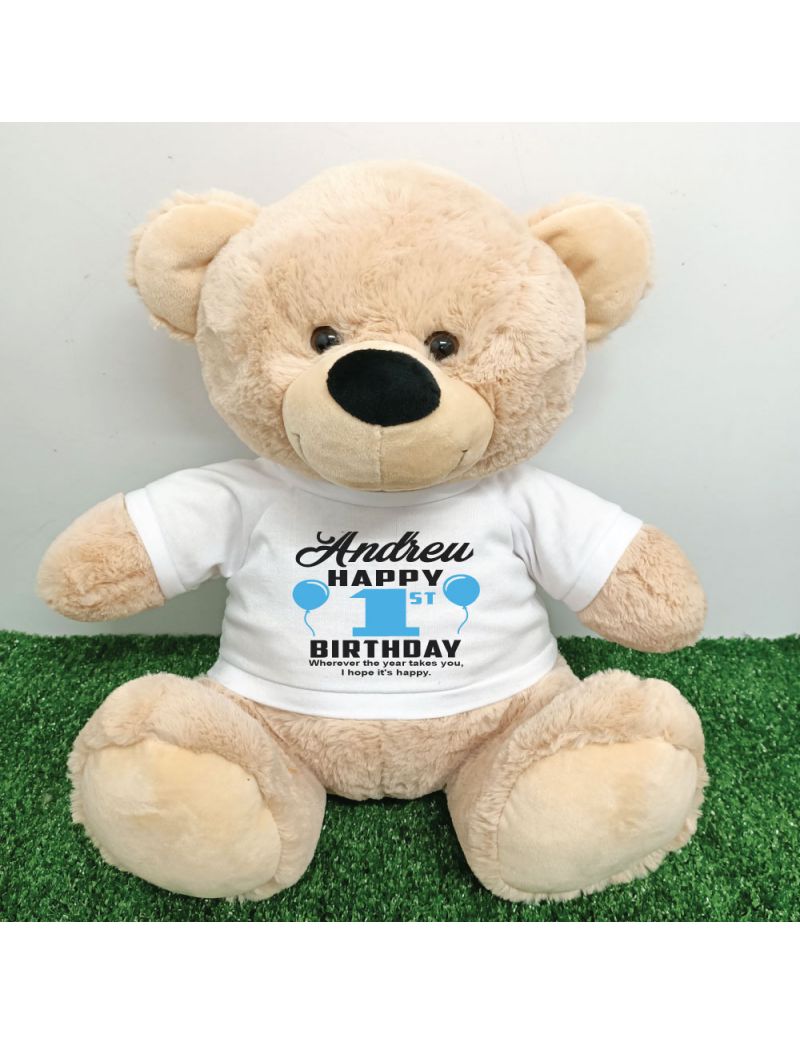 Personalised 1st Birthday Bear Cream 40cm