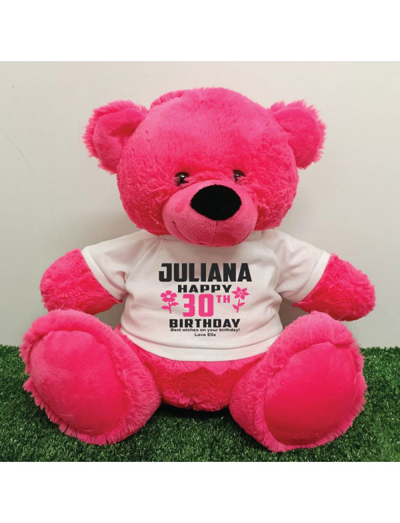Personalised 30th Birthday Bear Pink 40cm