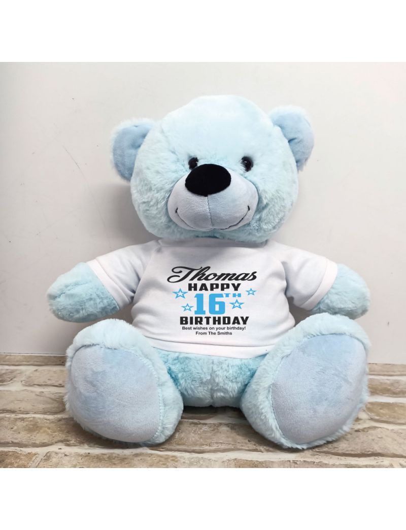 Personalised 16th Birthday Bear Light Blue 40cm
