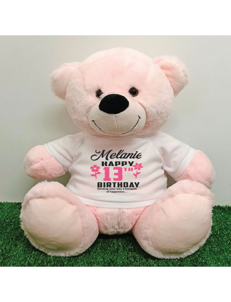 Personalised 13th Birthday Bear Light Pink 40cm