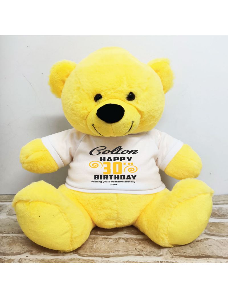 Personalised 30th Birthday Bear Yellow 40cm