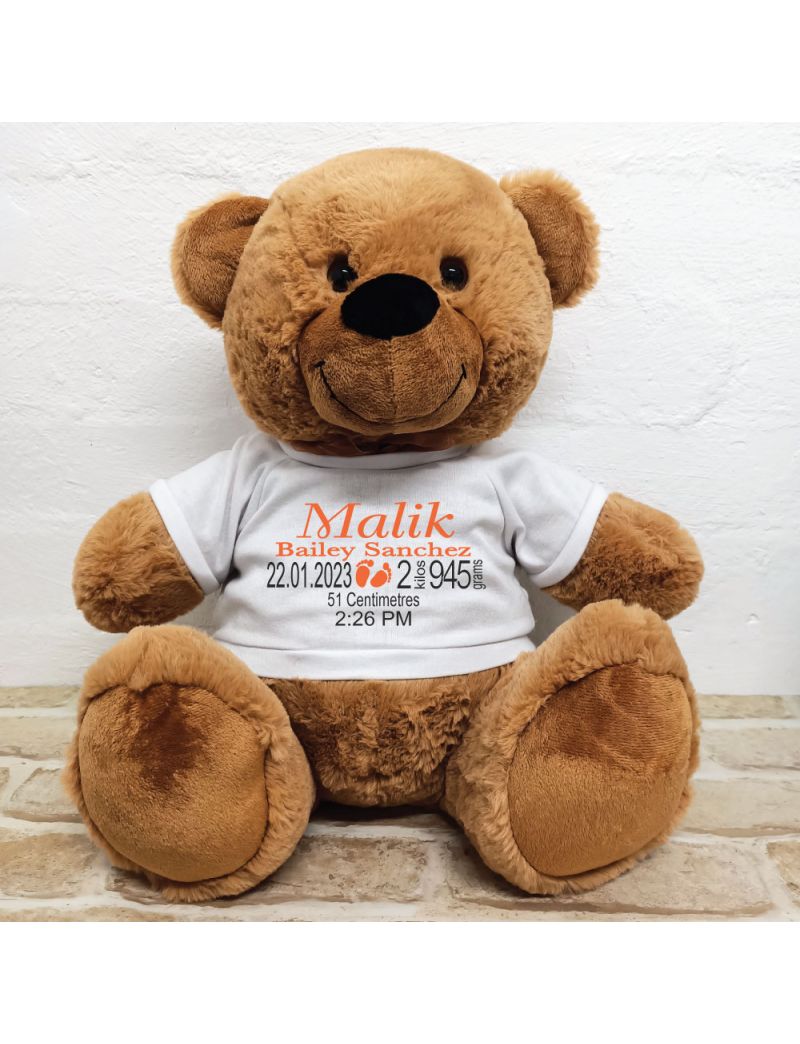 Personalised Newborn Bear 40cm Brown Plush