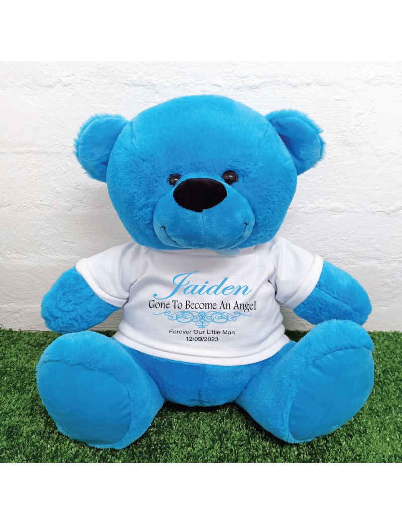 Personalised Memory Teddy Bear 40cm Bright Blue
