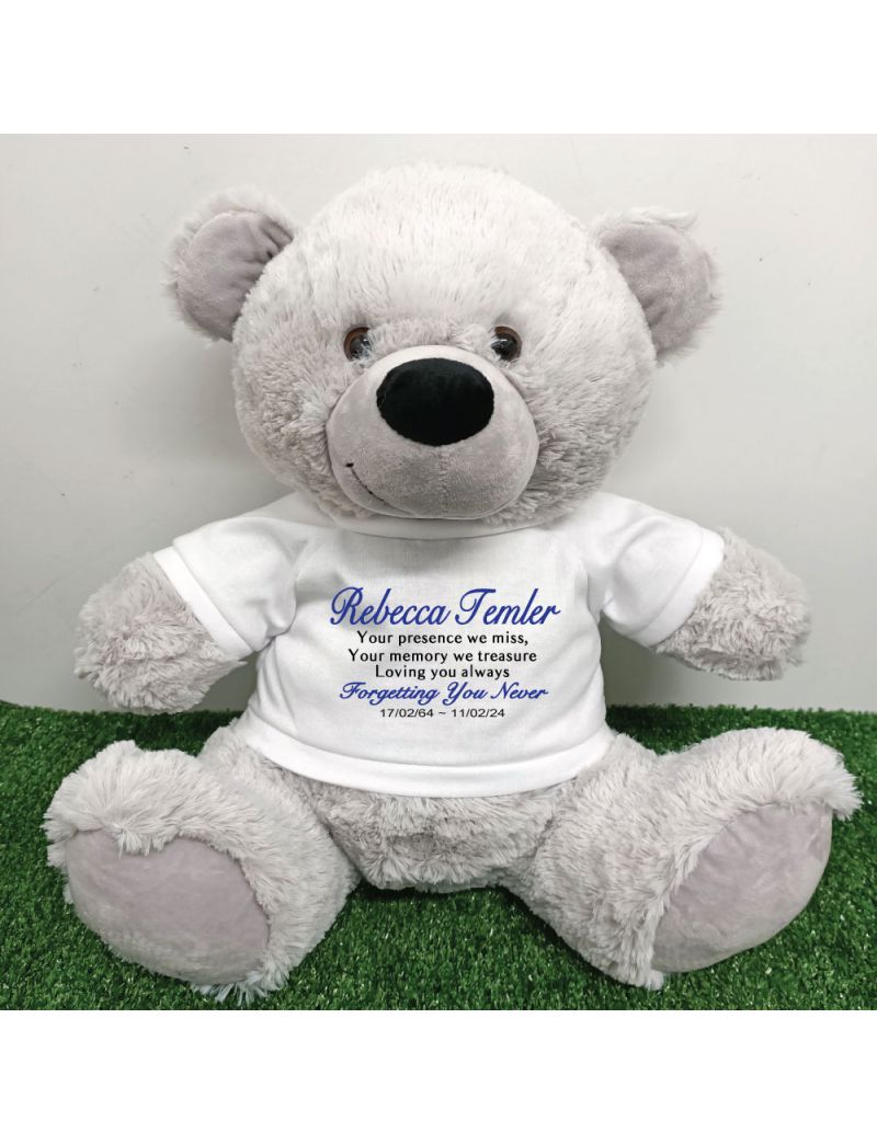 Personalised Memory Teddy Bear 40cm Grey