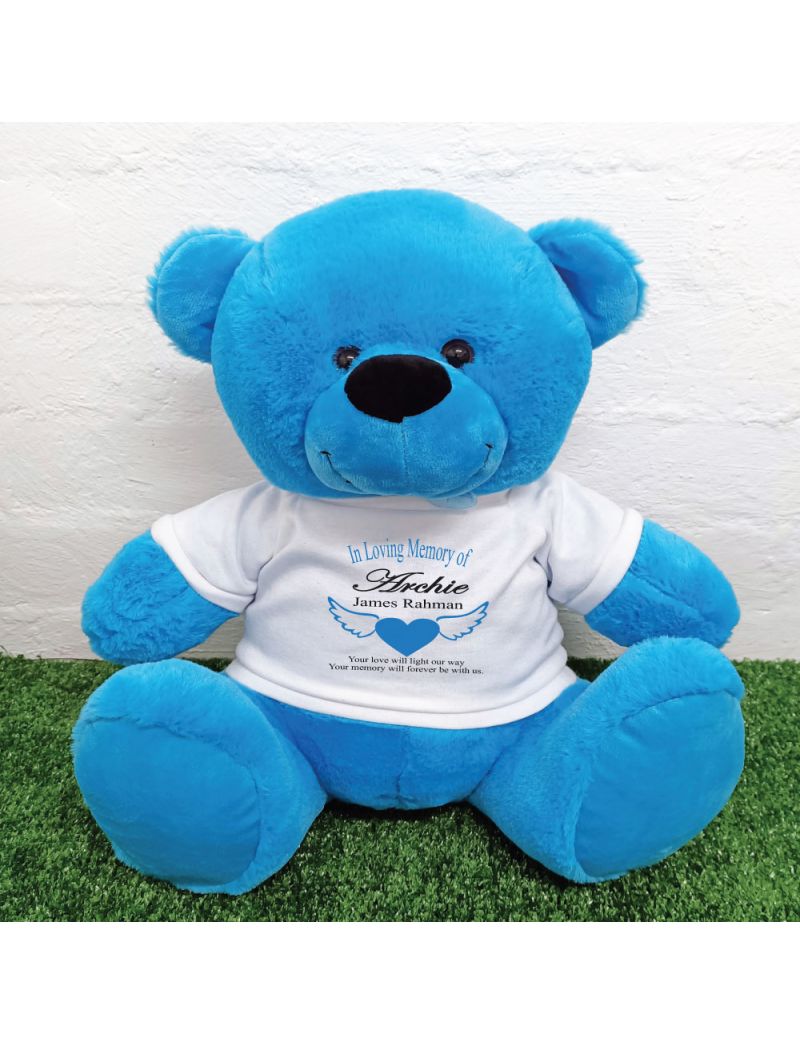 In Loving Memory Teddy Bear 40cm Bright Blue