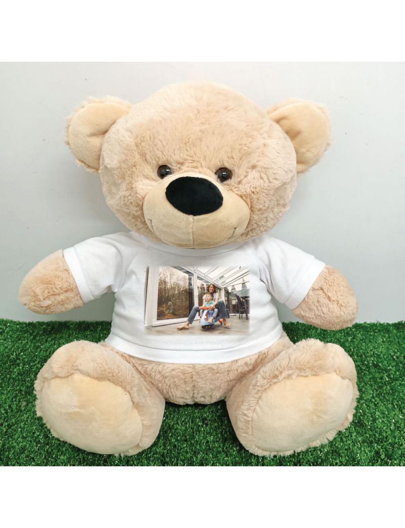 Teddy Bear with Photo T-Shirt 40cm Cream