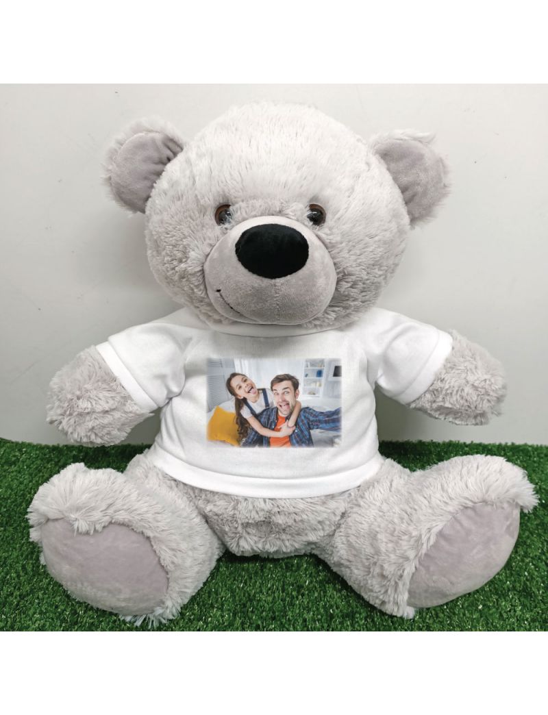 Personalised Photo Teddy Bear 40cm Grey