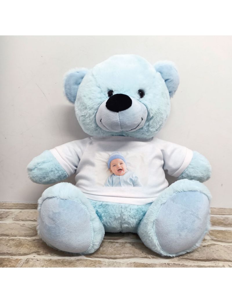 Personalised Photo Teddy Bear 40cm Light Blue