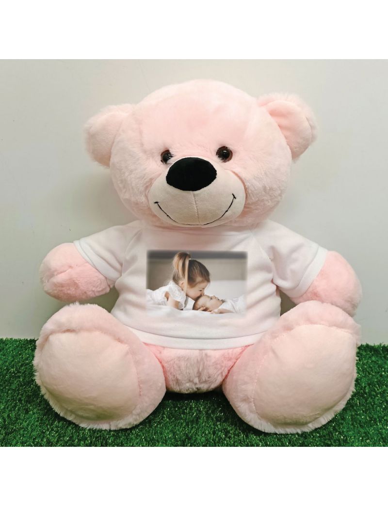 Personalised Photo Teddy Bear 40cm Light Pink