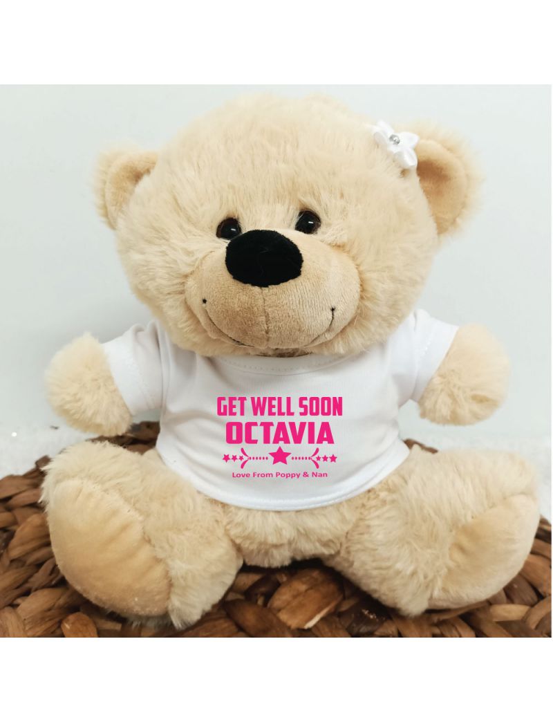 Personalised Get Well Bear Cream Plush