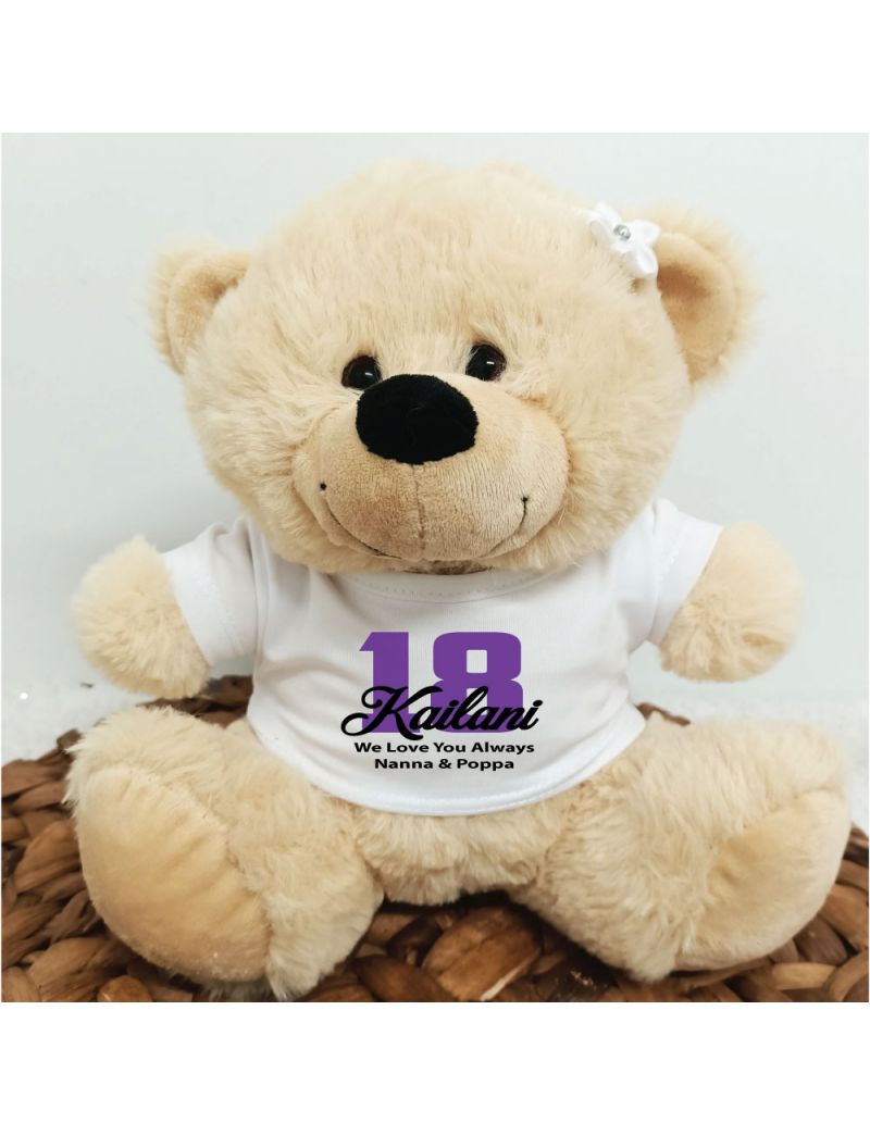 18th Teddy Bear Cream Personalised Plush